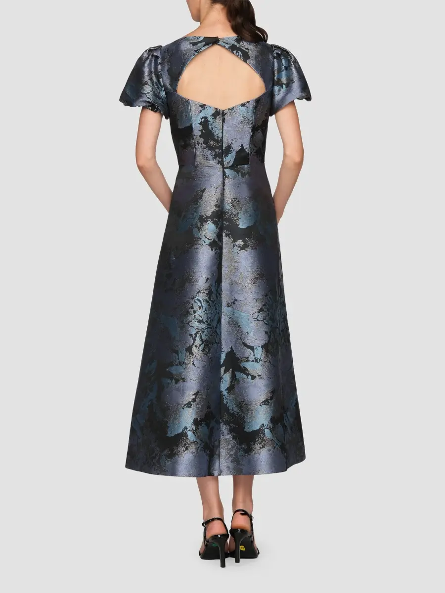 Kay Unger Women's Jennifer Jacqaurd Tea-Length Cocktail Dress | Thumbnail 3 Kay Unger Women's Jennifer Jacqaurd Tea-Length Cocktail Dress | Thumbnail 3