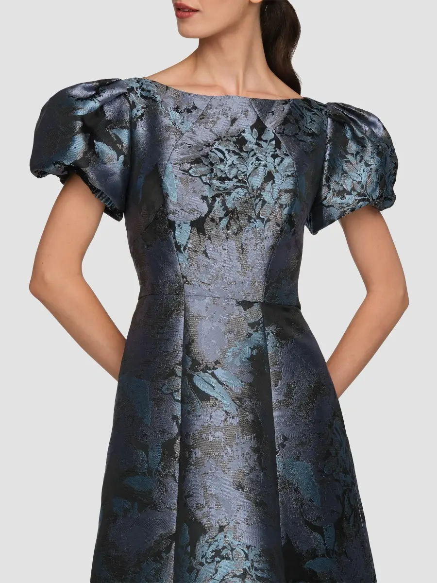 Kay Unger Women's Jennifer Jacqaurd Tea-Length Cocktail Dress | Thumbnail 4 Kay Unger Women's Jennifer Jacqaurd Tea-Length Cocktail Dress | Thumbnail 4
