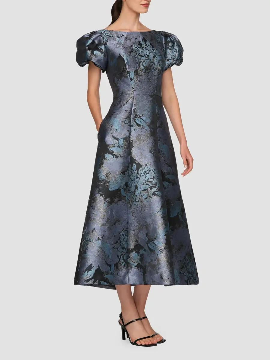 Kay Unger Women's Jennifer Jacqaurd Tea-Length Cocktail Dress | Thumbnail 5 Kay Unger Women's Jennifer Jacqaurd Tea-Length Cocktail Dress | Thumbnail 5