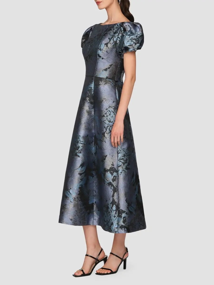 Kay Unger Women's Jennifer Jacqaurd Tea-Length Cocktail Dress | Thumbnail 6 Kay Unger Women's Jennifer Jacqaurd Tea-Length Cocktail Dress | Thumbnail 6