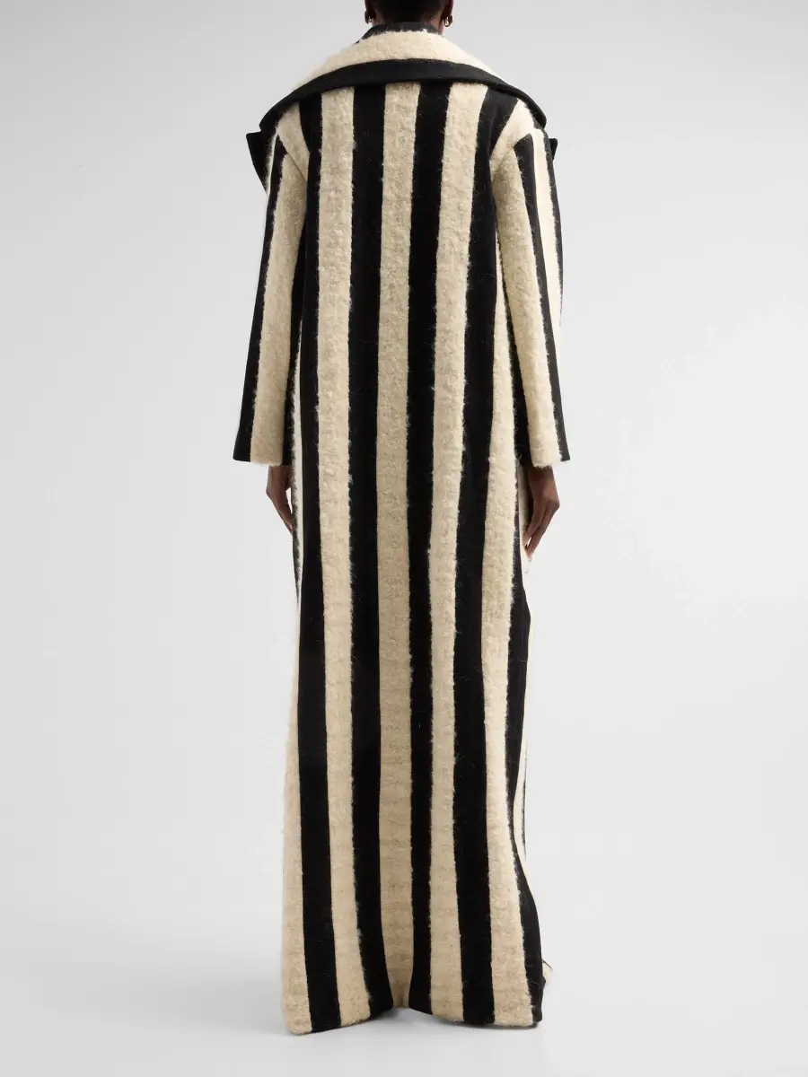Sergio Hudson Women's Striped Seam Mohair-Wool Long Coat | Thumbnail 3