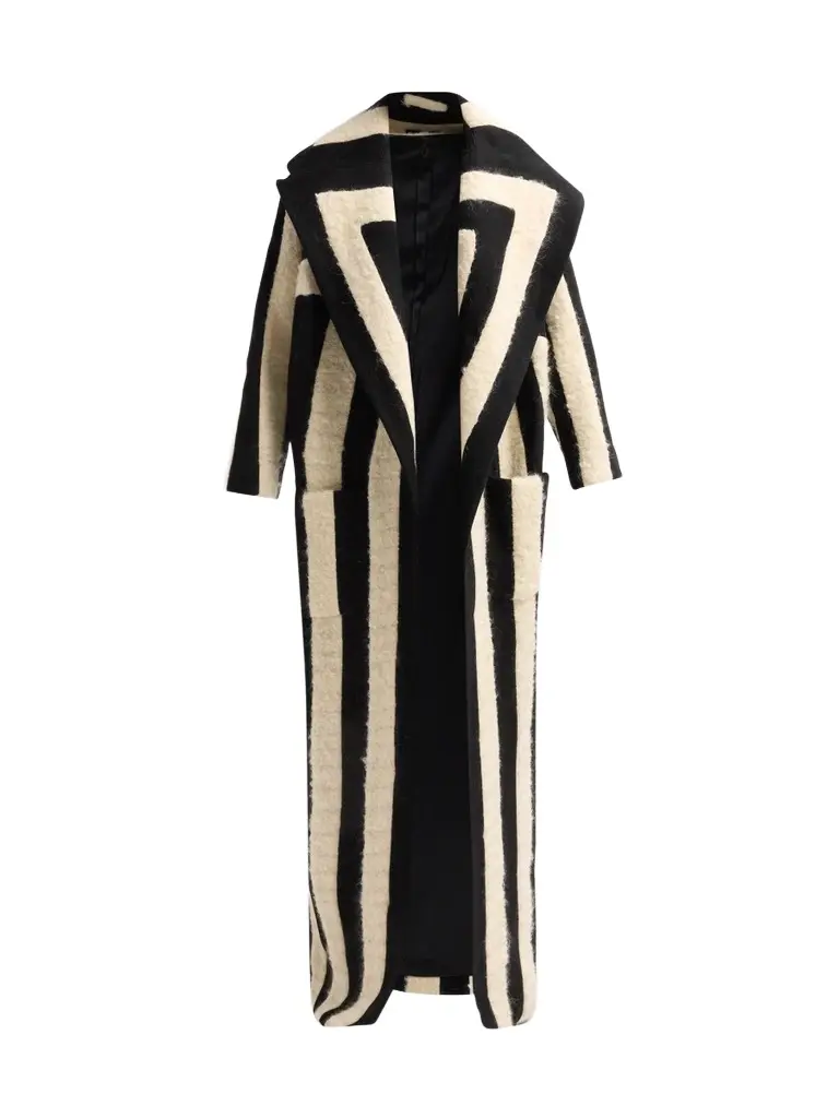 Sergio Hudson Women's Striped Seam Mohair-Wool Long Coat