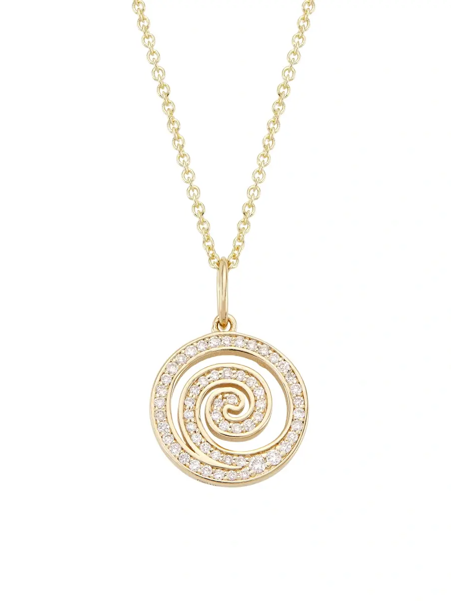 Women's 14K Yellow Gold & Diamond Spiral Pendant Necklace Women's 14K Yellow Gold & Diamond Spiral Pendant Necklace