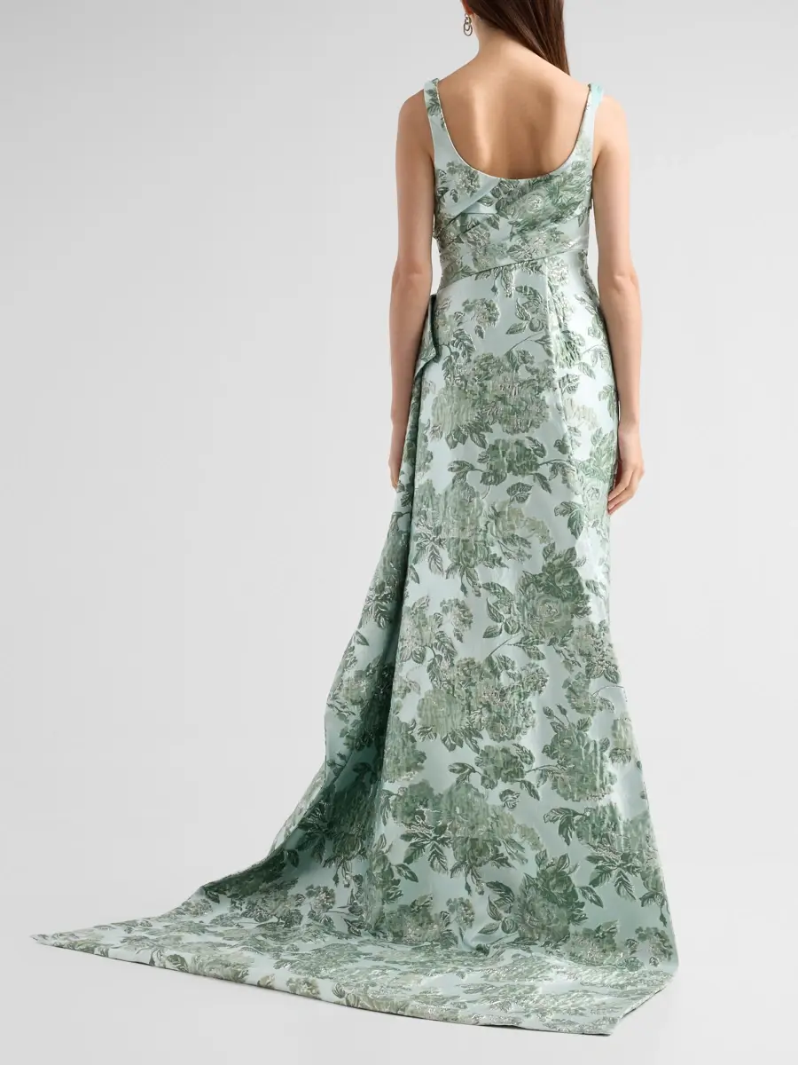 PAMELLA ROLAND Women's Jacquard Draped Gown | Thumbnail 3