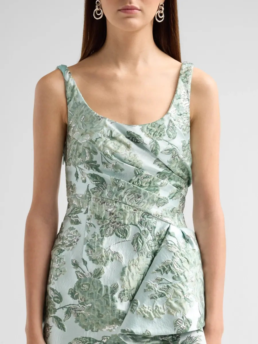 PAMELLA ROLAND Women's Jacquard Draped Gown | Thumbnail 5