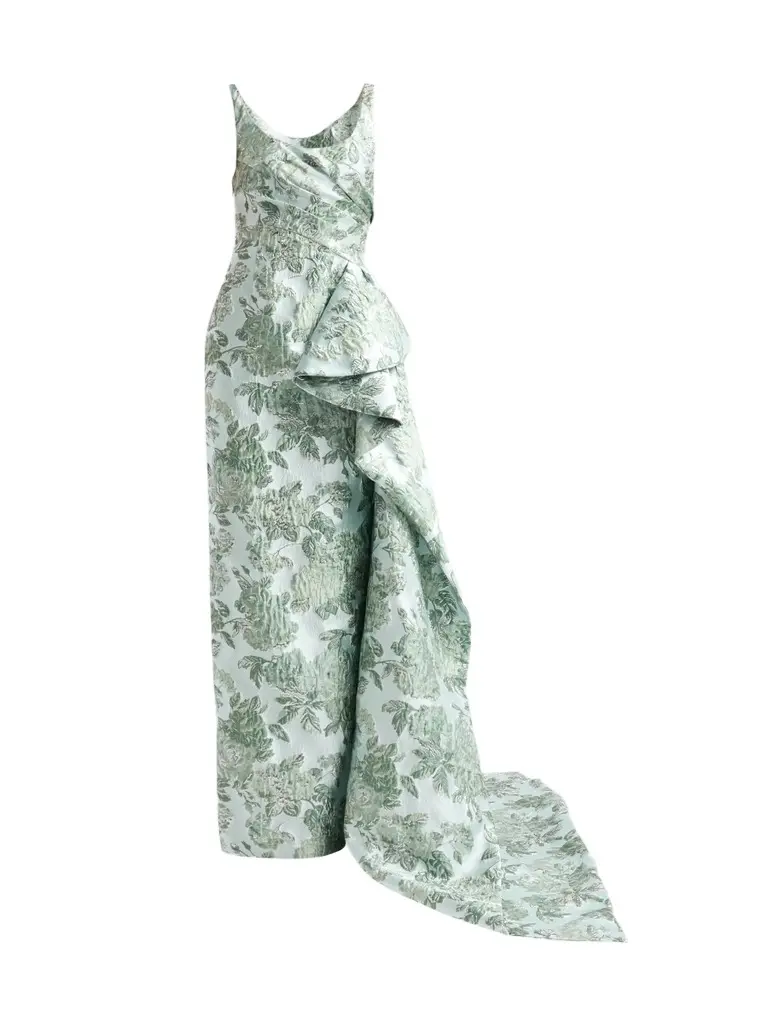 Women's Jacquard Draped Gown