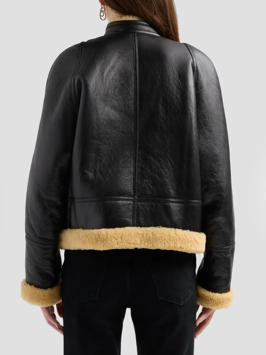 Altuzarra Women's Kenny Leather Shearling-Trimmed Jacket | Thumbnail 3