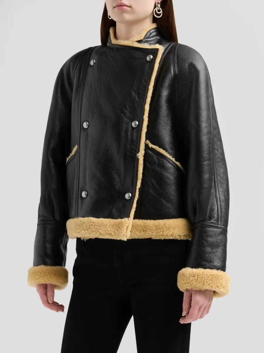 Altuzarra Women's Kenny Leather Shearling-Trimmed Jacket | Thumbnail 4