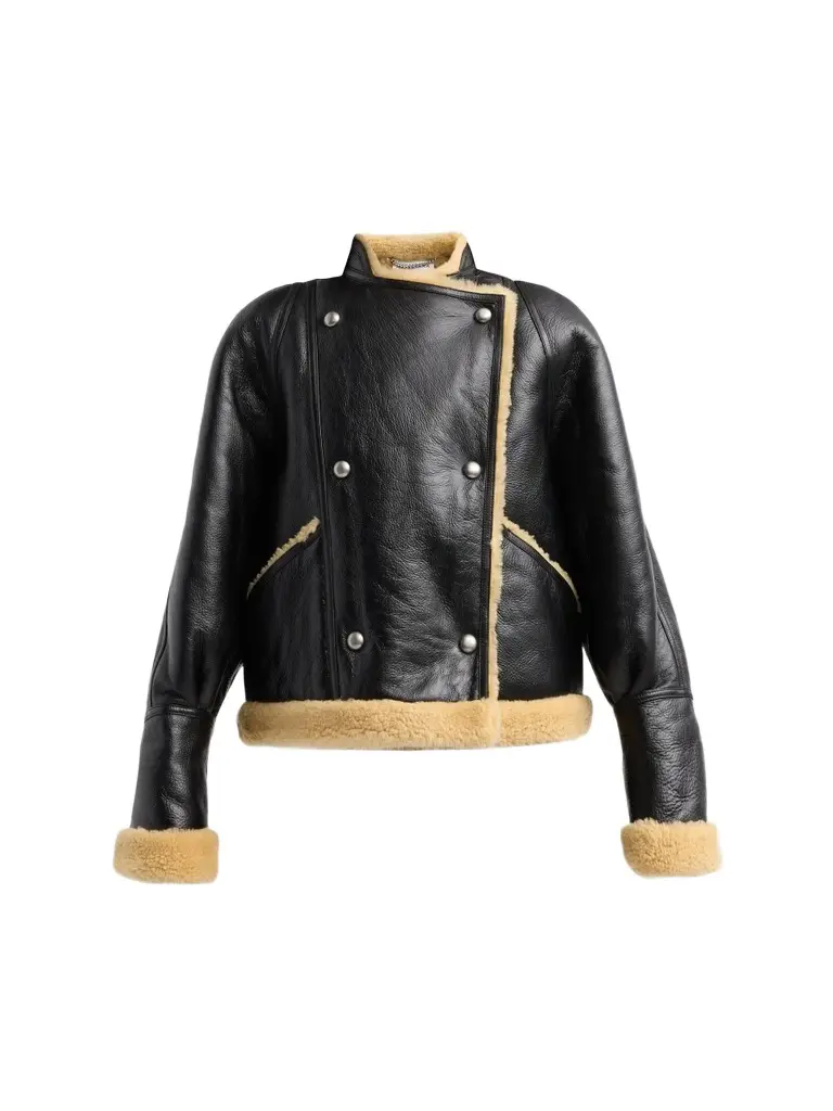 Women's Kenny Leather Shearling-Trimmed Jacket Women's Kenny Leather Shearling-Trimmed Jacket