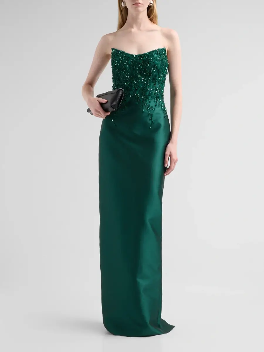 PAMELLA ROLAND Women's Embellished Mikado Strapless Gown | Thumbnail 2 PAMELLA ROLAND Women's Embellished Mikado Strapless Gown | Thumbnail 2