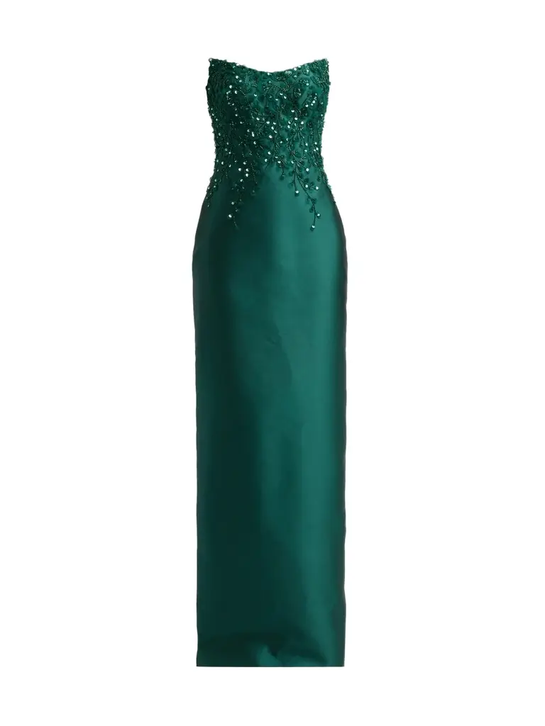 Women's Embellished Mikado Strapless Gown