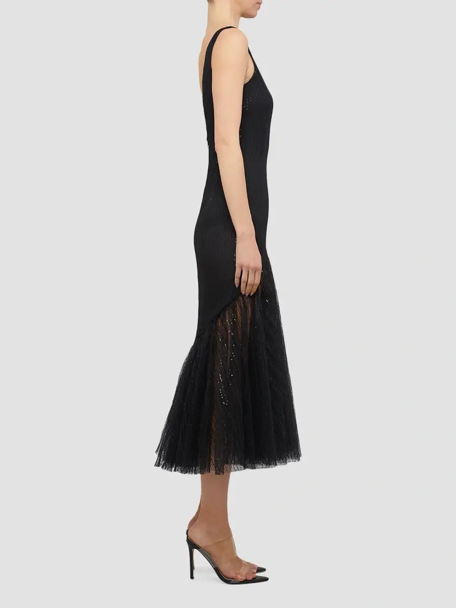 PRABAL GURUNG Women's Boatneck Circle-Hem Midi Dress | Thumbnail 4