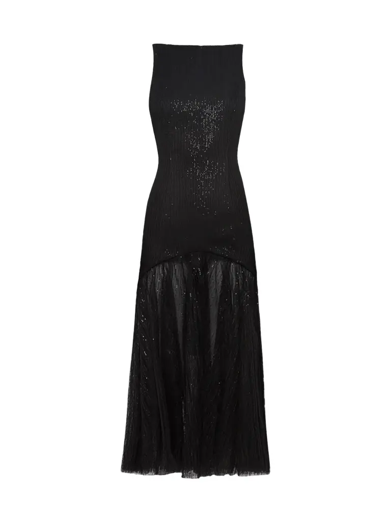 PRABAL GURUNG Women's Boatneck Circle-Hem Midi Dress