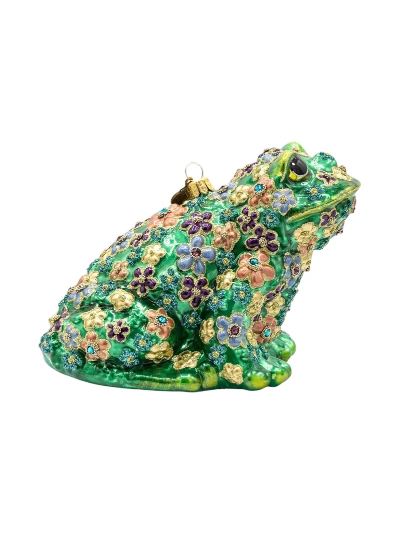 Jay Strongwater Floral Frog Christmas Ornament