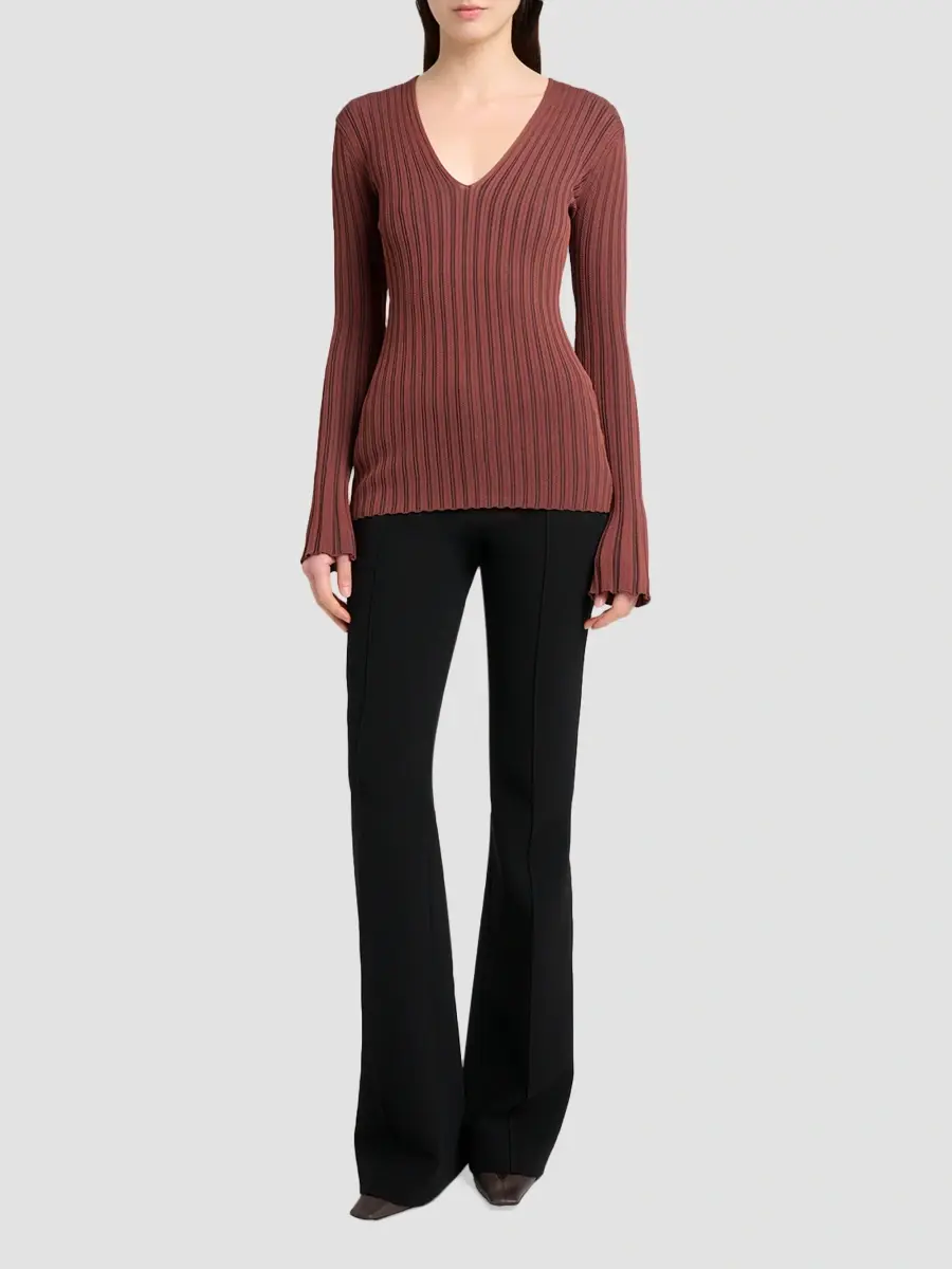 Proenza Schouler Women's Roux Ribbed V-Neck Top | Thumbnail 2