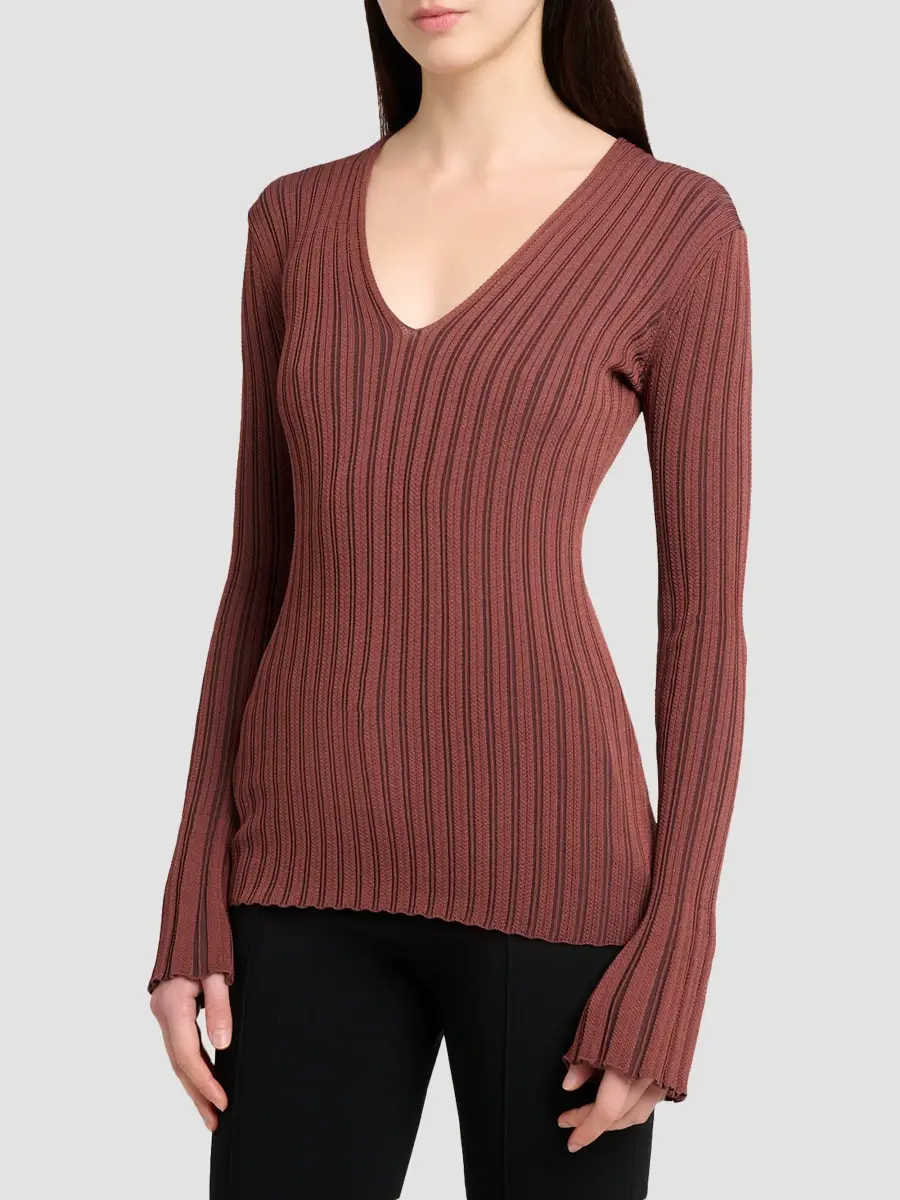Proenza Schouler Women's Roux Ribbed V-Neck Top | Thumbnail 4