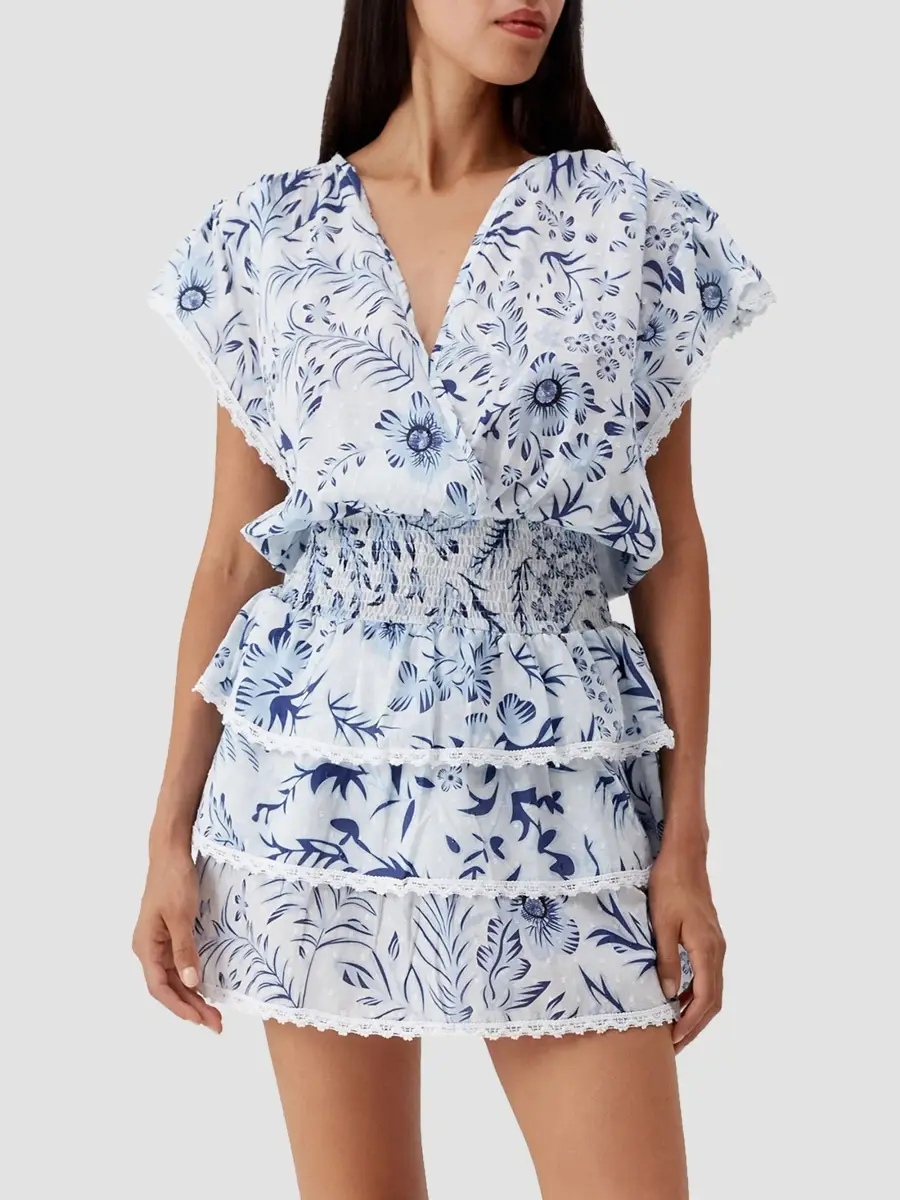 Melissa Odabash Women's Jess Printed Tiered Mini Dress | Thumbnail 4 Melissa Odabash Women's Jess Printed Tiered Mini Dress | Thumbnail 4