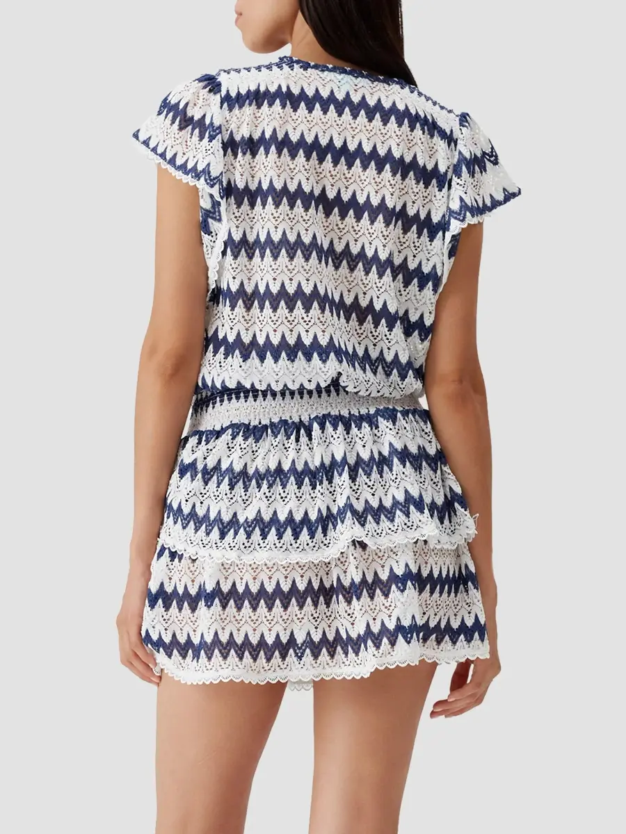 Melissa Odabash Women's Remi Striped Crochet Mini Dress | Thumbnail 3 Melissa Odabash Women's Remi Striped Crochet Mini Dress | Thumbnail 3