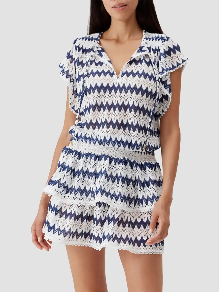 Melissa Odabash Women's Remi Striped Crochet Mini Dress | Thumbnail 4 Melissa Odabash Women's Remi Striped Crochet Mini Dress | Thumbnail 4