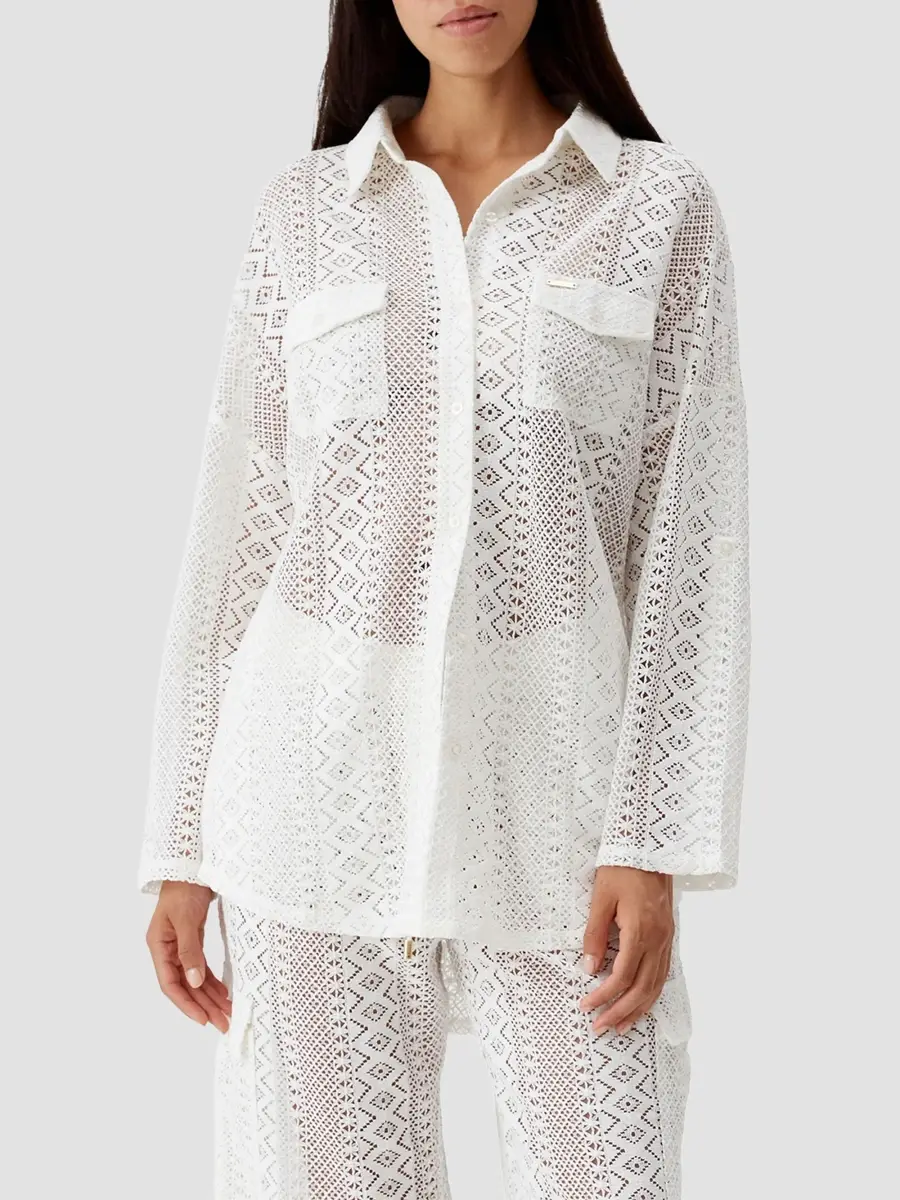 Melissa Odabash Women's Elena Crochet Oversized Shirt | Thumbnail 4 Melissa Odabash Women's Elena Crochet Oversized Shirt | Thumbnail 4