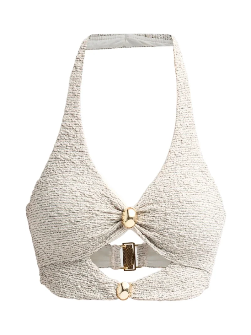 PatBo Women's Silversand Cut-Out Halter Swim Top