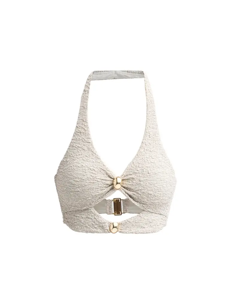 PatBo Women's Silversand Cut-Out Halter Swim Top