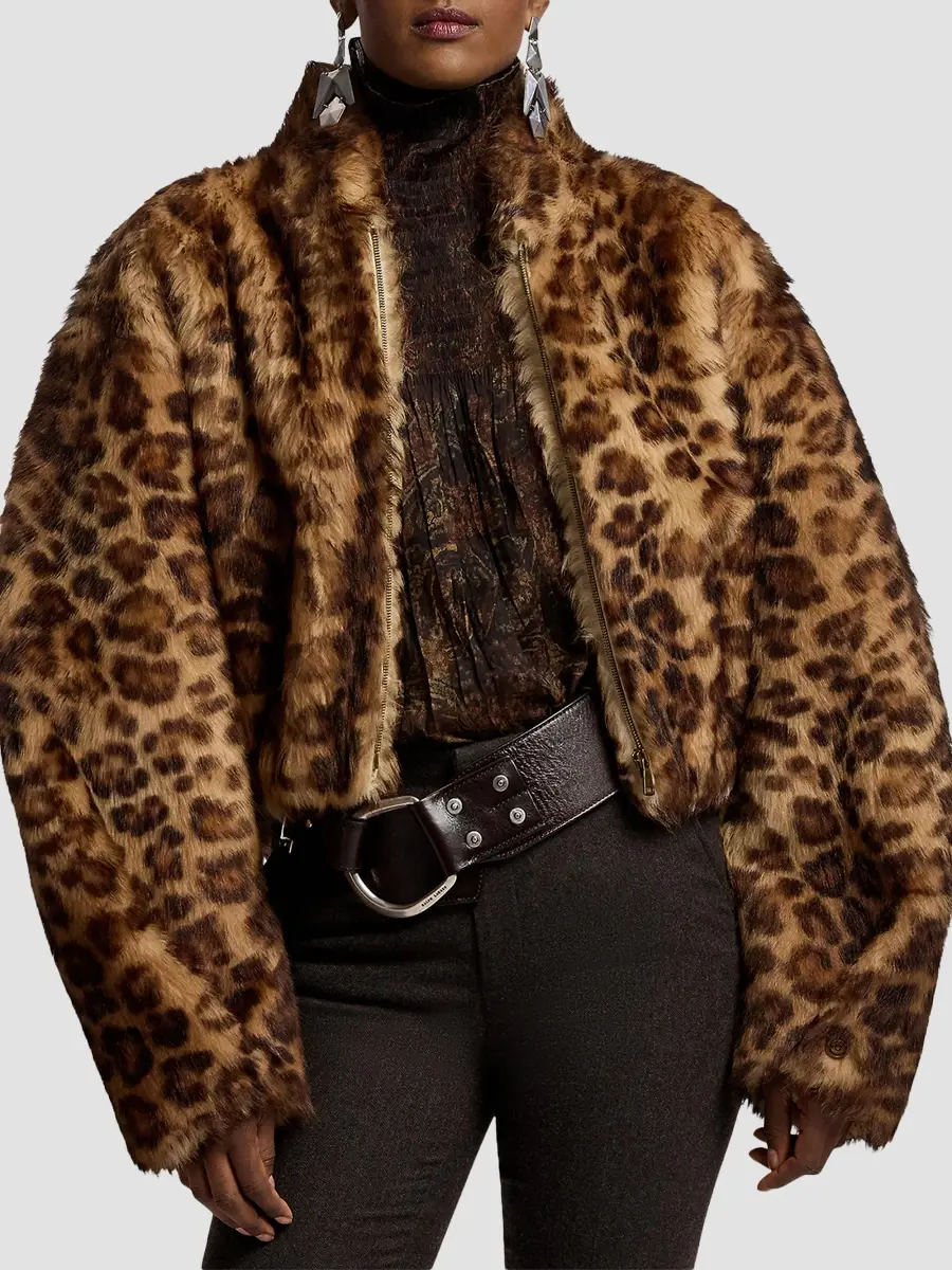 Ralph Lauren Collection Women's Balvin Leopard-Print Shearling Coat | Thumbnail 4 Ralph Lauren Collection Women's Balvin Leopard-Print Shearling Coat | Thumbnail 4