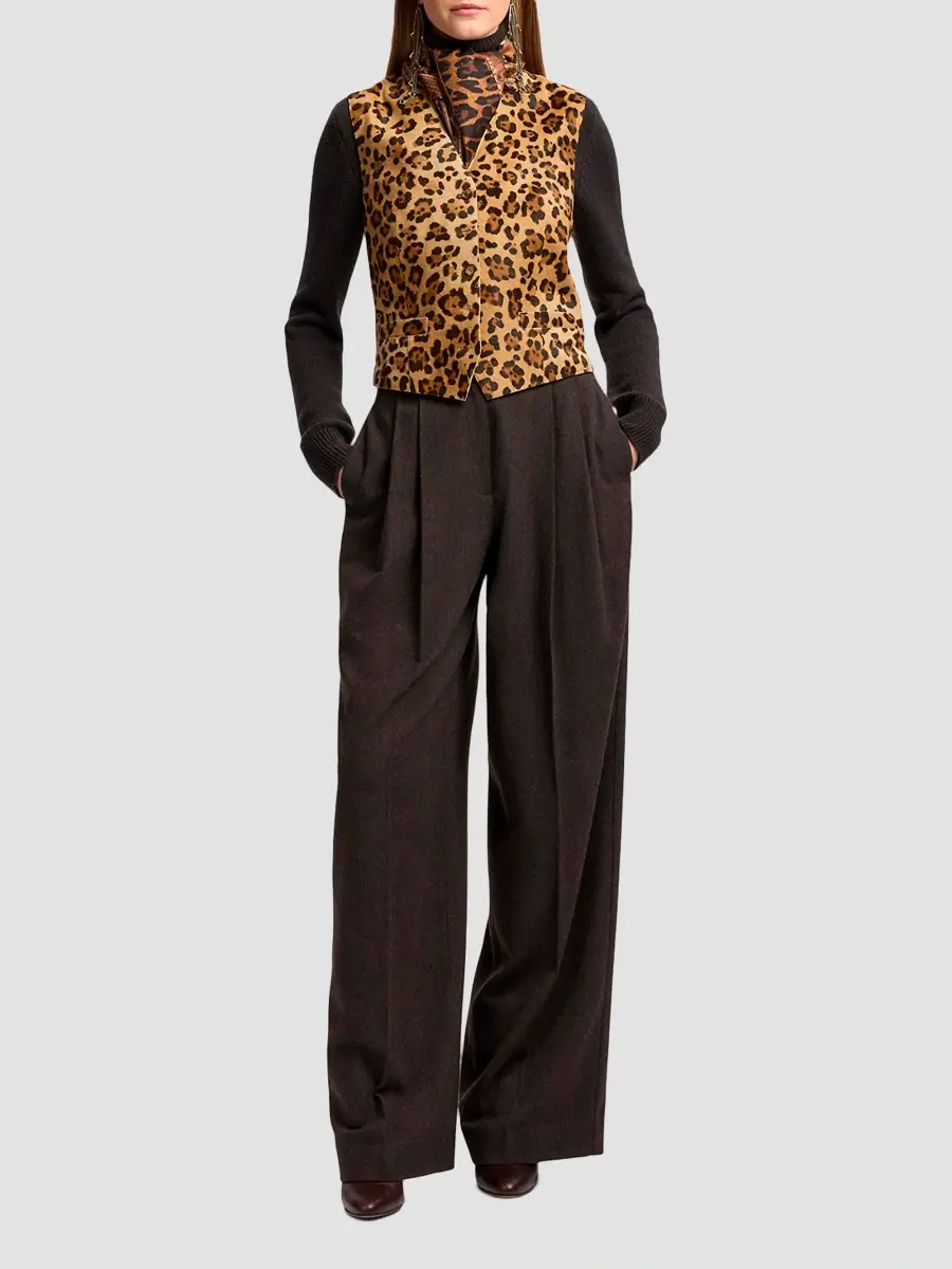 Ralph Lauren Collection Women's Brennen Leopard-Print Haircalf Vest | Thumbnail 2 Ralph Lauren Collection Women's Brennen Leopard-Print Haircalf Vest | Thumbnail 2