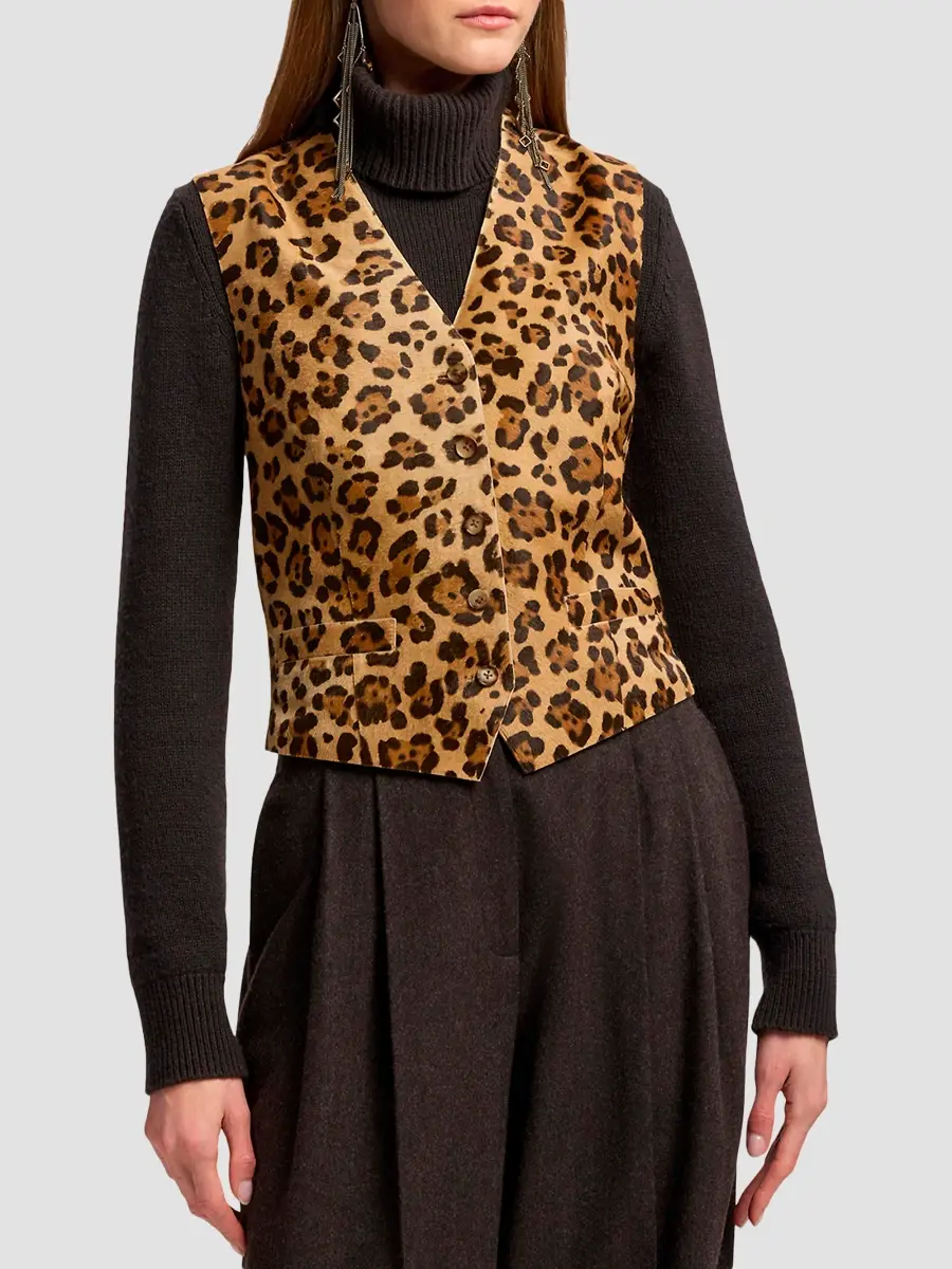 Ralph Lauren Collection Women's Brennen Leopard-Print Haircalf Vest | Thumbnail 4 Ralph Lauren Collection Women's Brennen Leopard-Print Haircalf Vest | Thumbnail 4