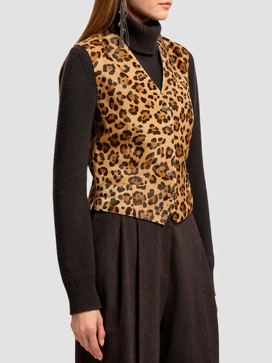 Ralph Lauren Collection Women's Brennen Leopard-Print Haircalf Vest | Thumbnail 5 Ralph Lauren Collection Women's Brennen Leopard-Print Haircalf Vest | Thumbnail 5
