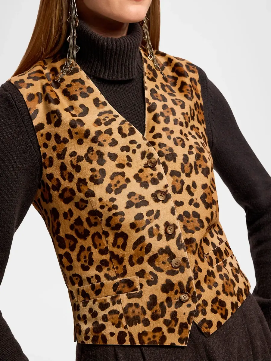 Ralph Lauren Collection Women's Brennen Leopard-Print Haircalf Vest | Thumbnail 6 Ralph Lauren Collection Women's Brennen Leopard-Print Haircalf Vest | Thumbnail 6