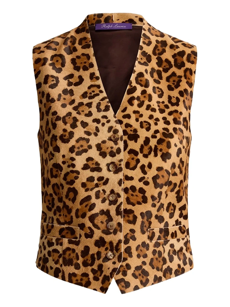 Ralph Lauren Collection Women's Brennen Leopard-Print Calf Hair Vest