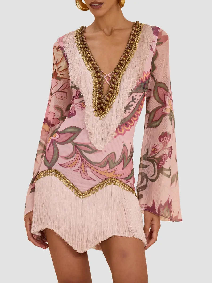 PatBo Women's Embellished Fringed Floral Mini Dress | Thumbnail 2 PatBo Women's Embellished Fringed Floral Mini Dress | Thumbnail 2
