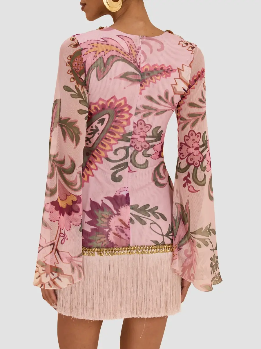 PatBo Women's Embellished Fringed Floral Mini Dress | Thumbnail 3 PatBo Women's Embellished Fringed Floral Mini Dress | Thumbnail 3