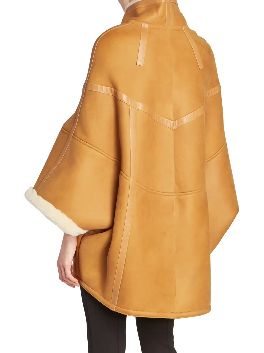 Saint Laurent Women's Cape In Shearling - Bourbon Ecru | Thumbnail 4 Saint Laurent Women's Cape In Shearling - Bourbon Ecru | Thumbnail 4