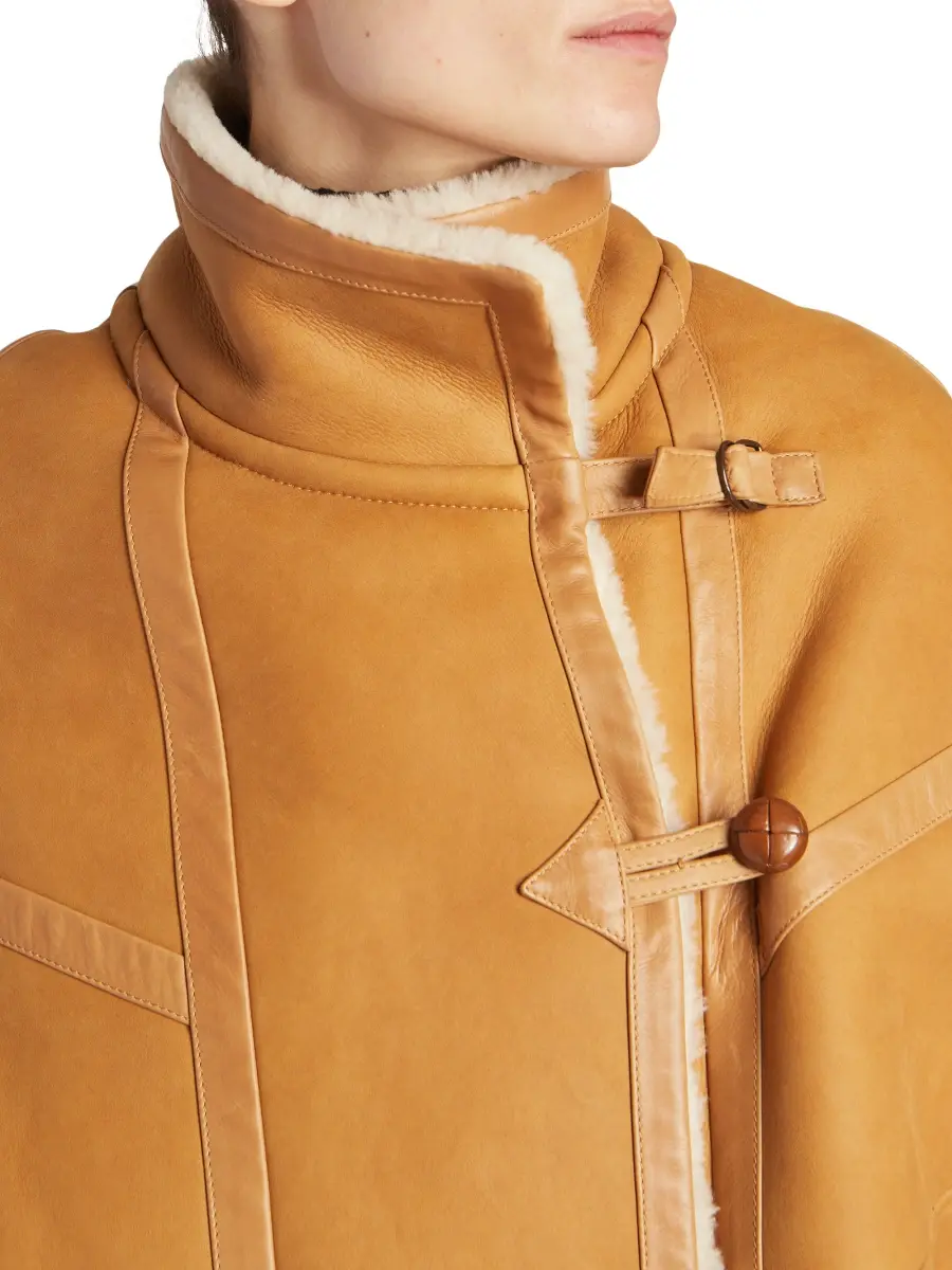 Saint Laurent Women's Cape In Shearling - Bourbon Ecru | Thumbnail 5 Saint Laurent Women's Cape In Shearling - Bourbon Ecru | Thumbnail 5