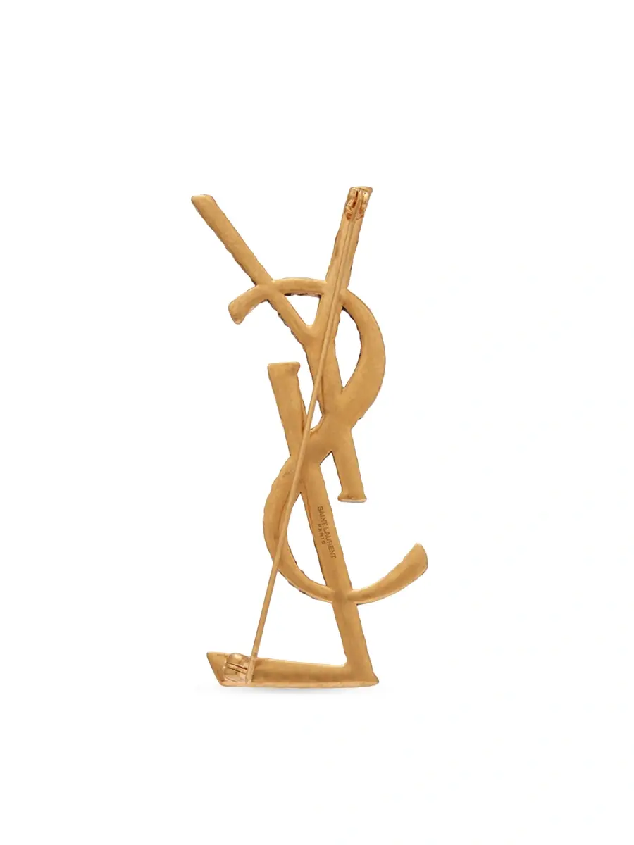 Saint Laurent Women's Opyum YSL Twisted Brooch In Metal - Opyum Gold | Thumbnail 3 Saint Laurent Women's Opyum YSL Twisted Brooch In Metal - Opyum Gold | Thumbnail 3