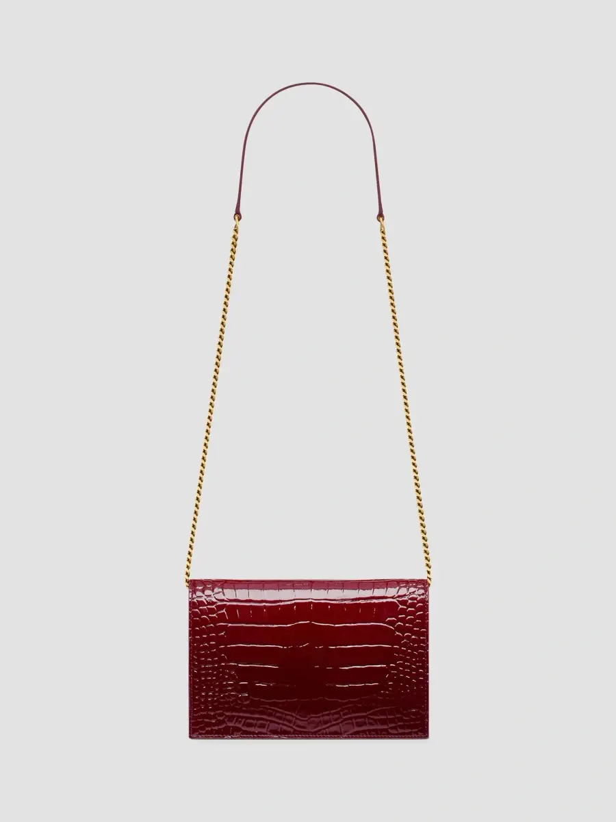 Saint Laurent Women's Cassandre Envelope Chain Wallet in Crocodile-Embossed Patent Leather | Thumbnail 3 Saint Laurent Women's Cassandre Envelope Chain Wallet in Crocodile-Embossed Patent Leather | Thumbnail 3