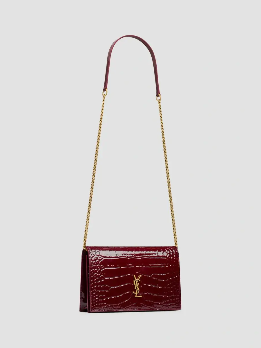 Saint Laurent Women's Cassandre Envelope Chain Wallet in Crocodile-Embossed Patent Leather | Thumbnail 5 Saint Laurent Women's Cassandre Envelope Chain Wallet in Crocodile-Embossed Patent Leather | Thumbnail 5