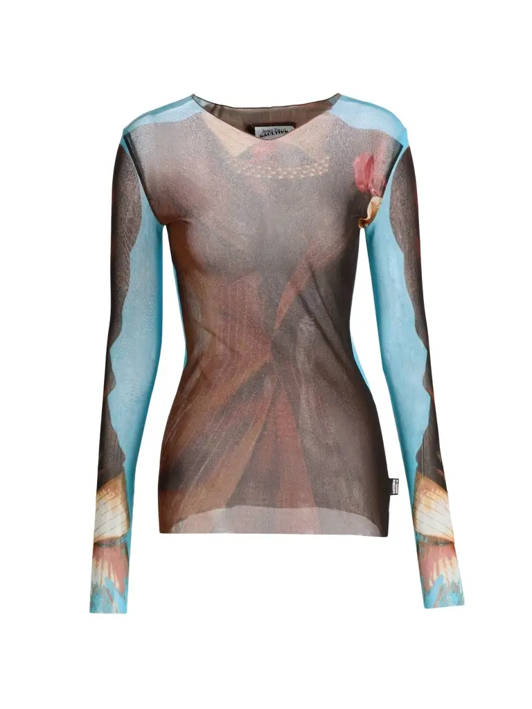 Jean Paul Gaultier Women's Le Tennis Costume Printed Long-Sleeve Top