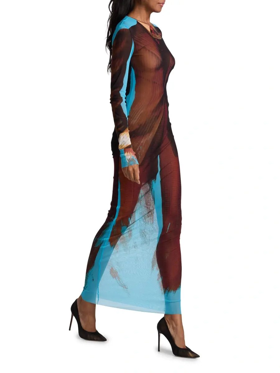 Jean Paul Gaultier Women's La Robe Tennis Costume Printed Maxi Dress | Thumbnail 2