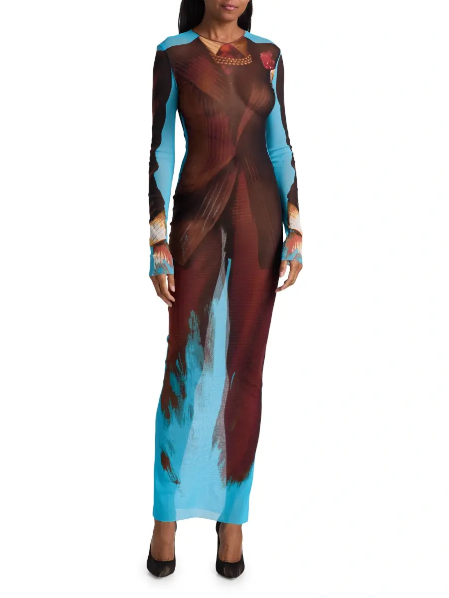 Jean Paul Gaultier Women's La Robe Tennis Costume Printed Maxi Dress | Thumbnail 3