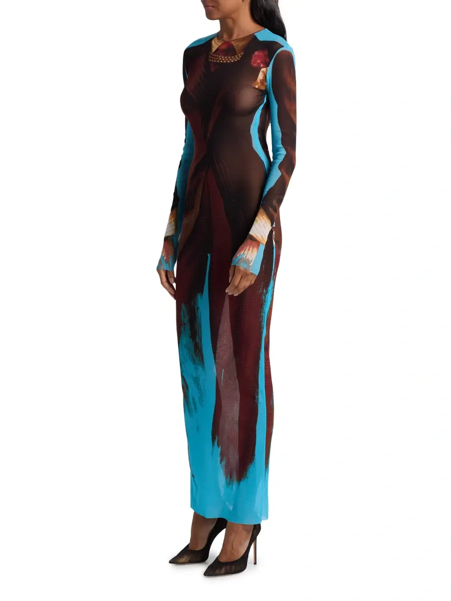 Jean Paul Gaultier Women's La Robe Tennis Costume Printed Maxi Dress | Thumbnail 4