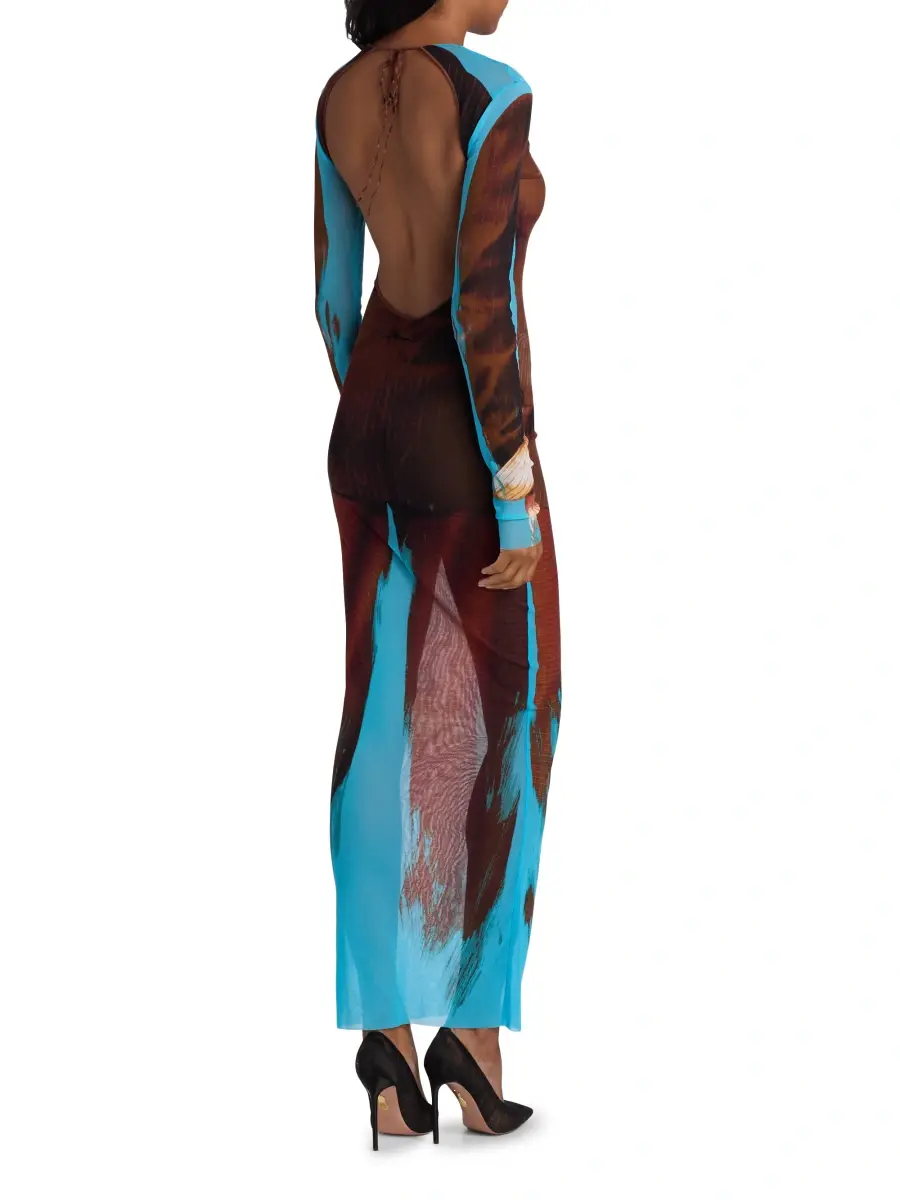 Jean Paul Gaultier Women's La Robe Tennis Costume Printed Maxi Dress | Thumbnail 5