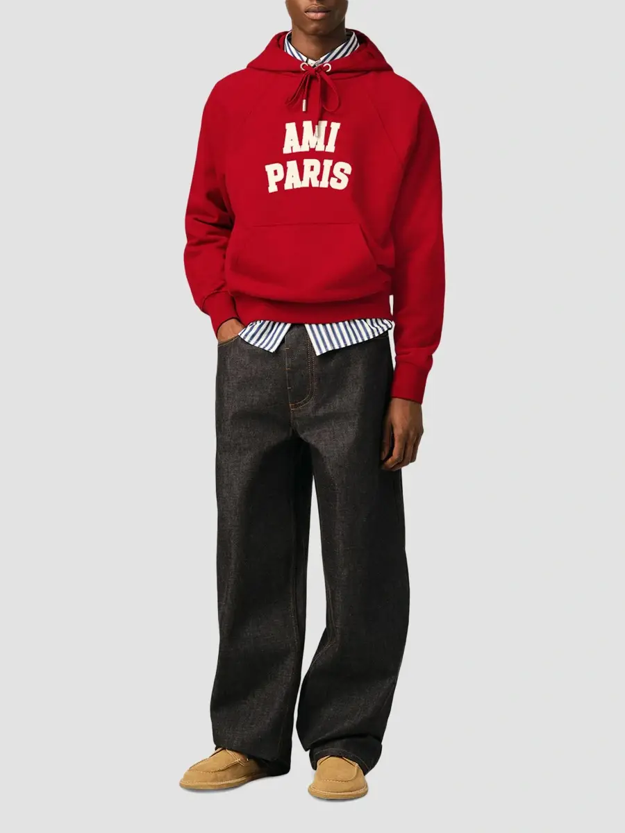 AMI PARIS Men's Felt Embroidered Cotton Hoodie | Thumbnail 2 AMI PARIS Men's Felt Embroidered Cotton Hoodie | Thumbnail 2