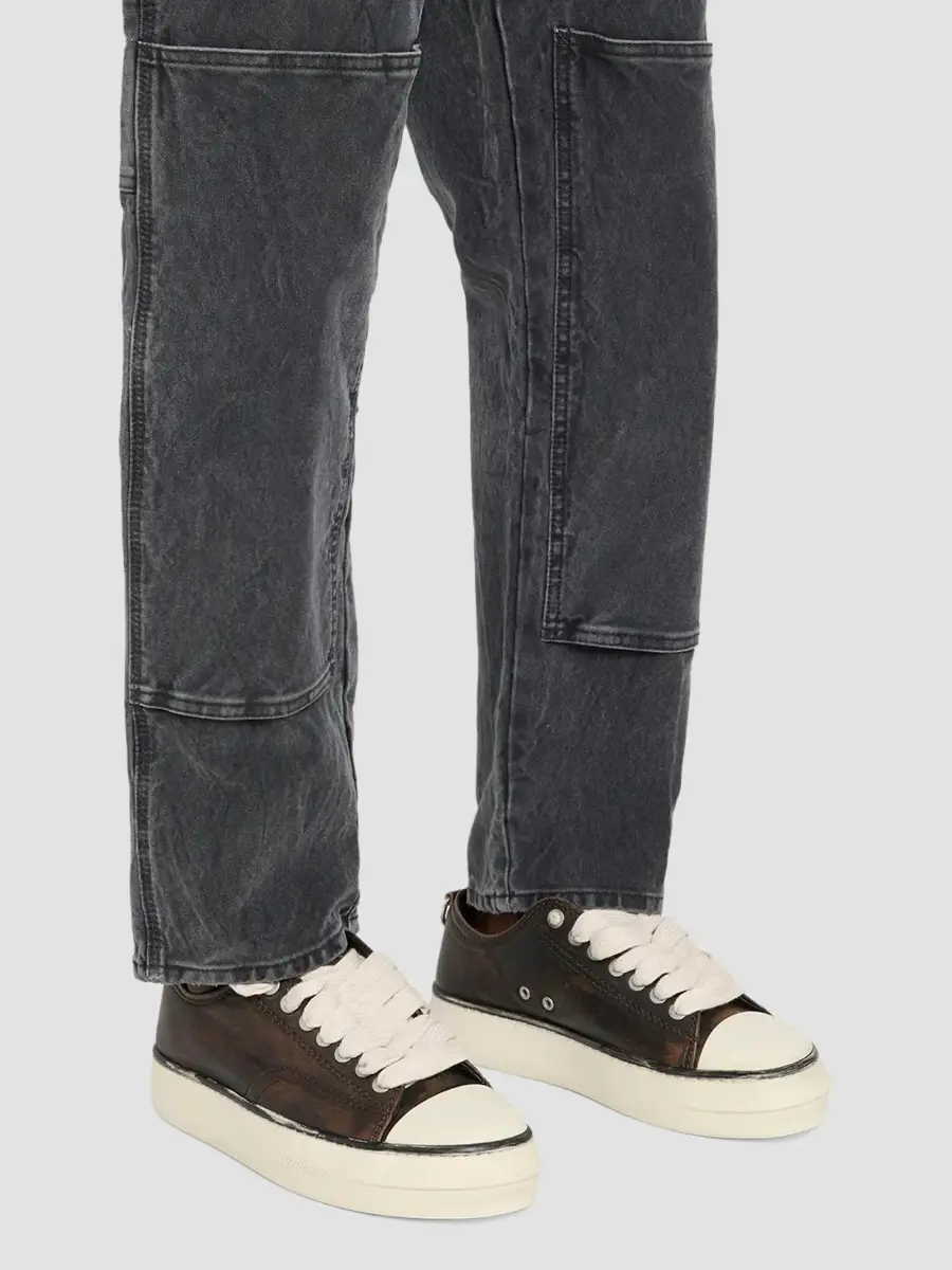 Represent Men's Rep-Cap Distressed Leather Low-Top Sneakers | Thumbnail 2