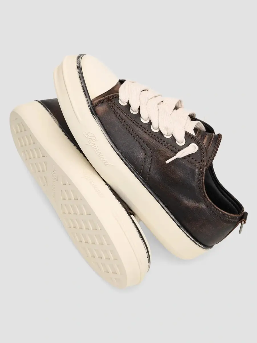 Represent Men's Rep-Cap Distressed Leather Low-Top Sneakers | Thumbnail 5