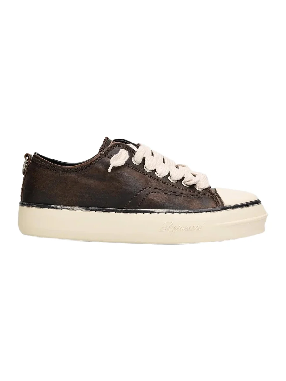 Represent Men's Rep-Cap Distressed Leather Low-Top Sneakers