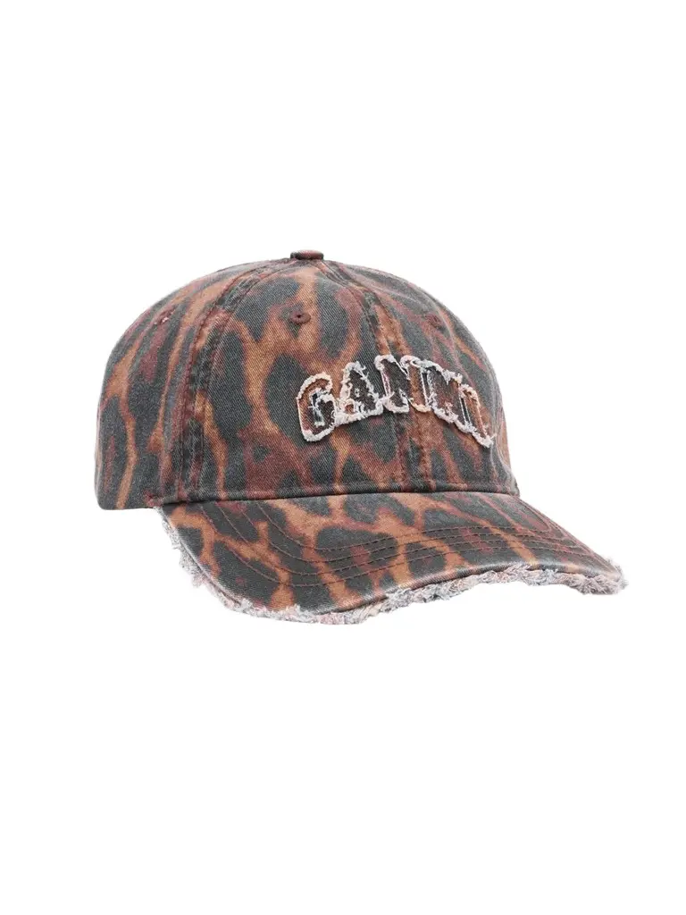 Women's Ocelot Leopard Printed Washed Cotton Baseball Hap