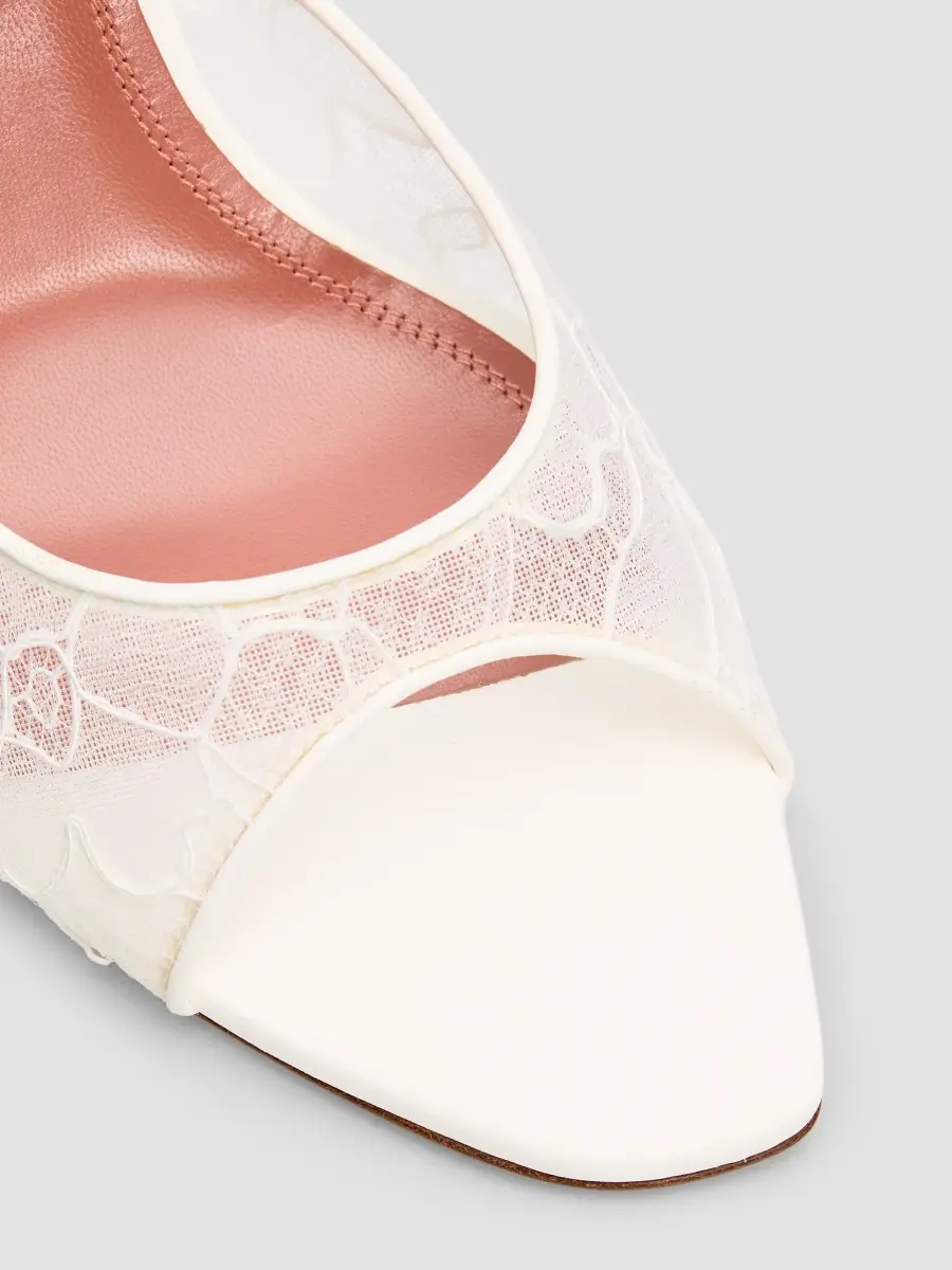Amina Muaddi Women's Alexa 95MM Lace Slipper Mules | Thumbnail 5 Amina Muaddi Women's Alexa 95MM Lace Slipper Mules | Thumbnail 5